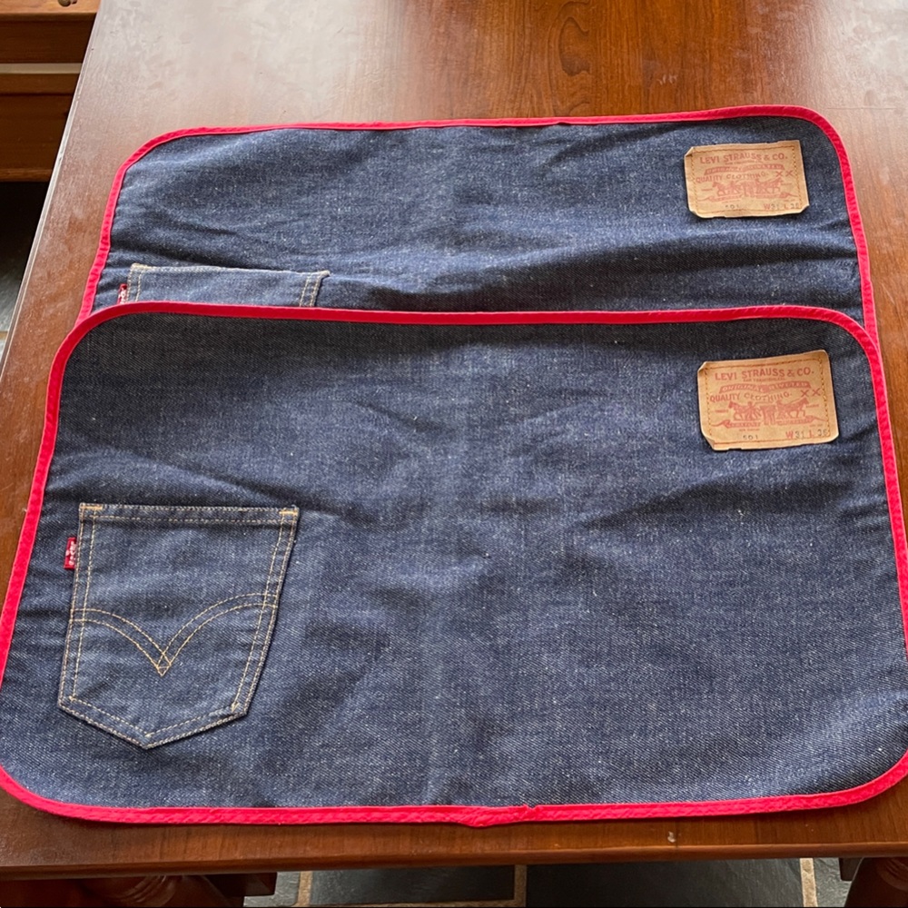 LEVIS 501 Denim Placemats with Pocket 1970s Vintage Set Of 2 RARE - Picture 4 of 17